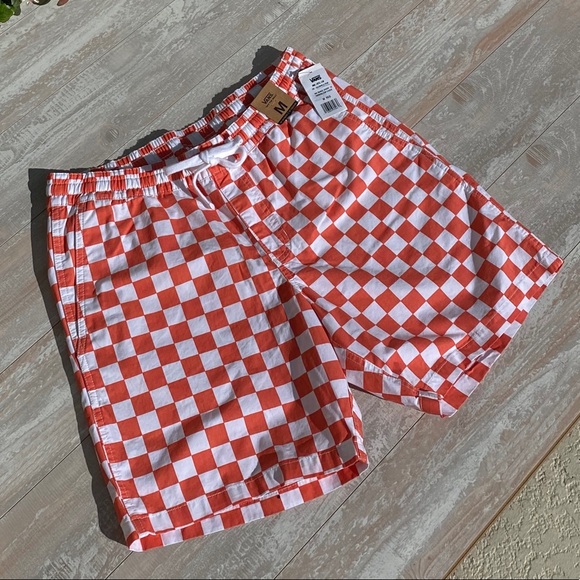 VANS Range Short 18” EmberGlow Check White Orange - Picture 2 of 8